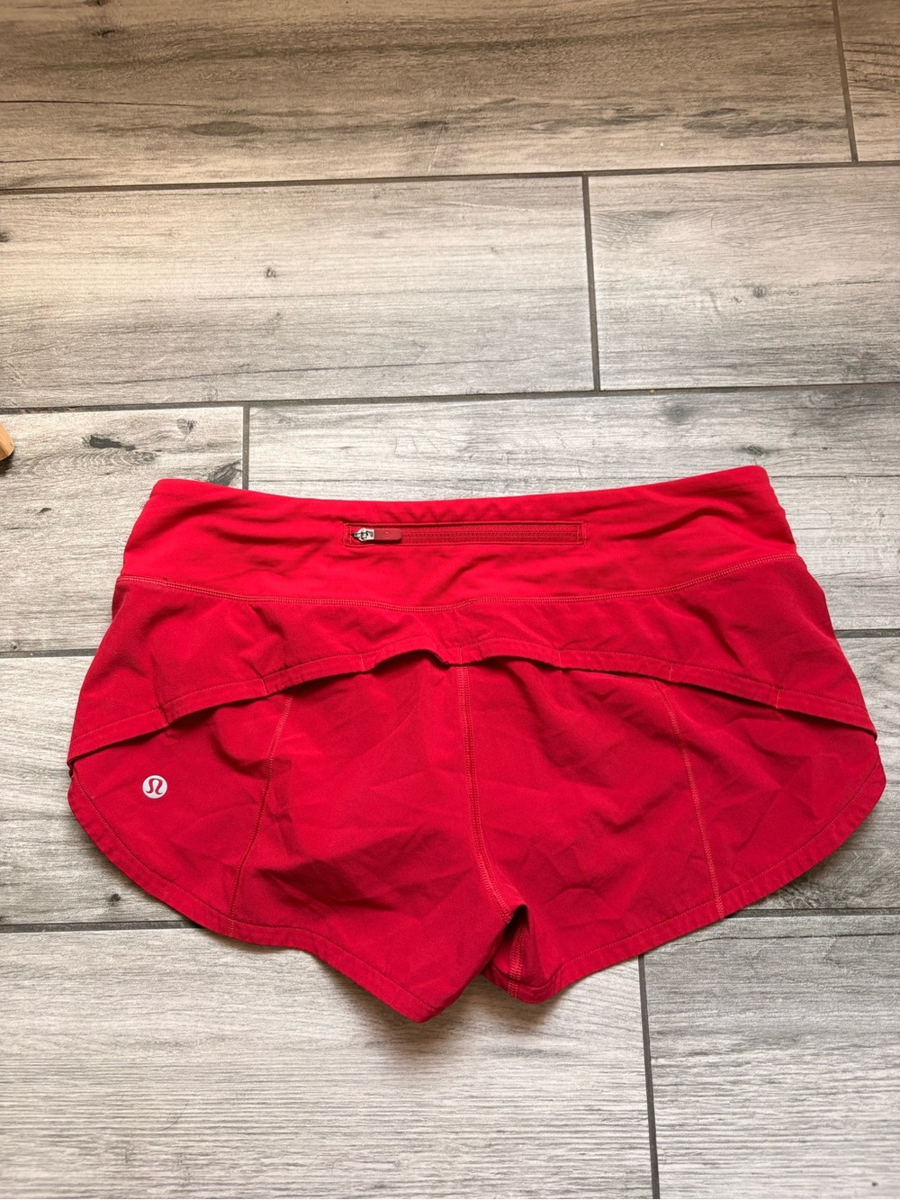 lululemon athletica Women’s Bright Red Running Shorts with Rear Zip